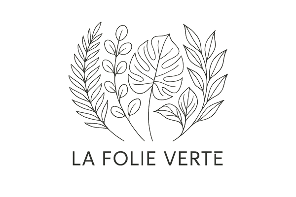 Organic leaves outline write: La Folie Verte underneath